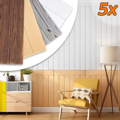 Самозалепващи се 3D Пана, Имитиращи Дърво (5 бр.) | INSTAWOOD