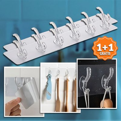Гъвкава Самозалепваща се Закачалка с 6 куки (1+1 БЕЗПЛАТНО) | HEXHOOK